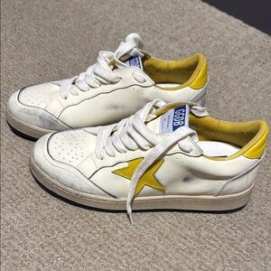 Golden Goose White and Yellow Sneakers